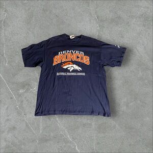 Vintage Denver Broncos Shirt Men 2XL Navy Blue NFL 90s Football Lee Sport Nutmeg
